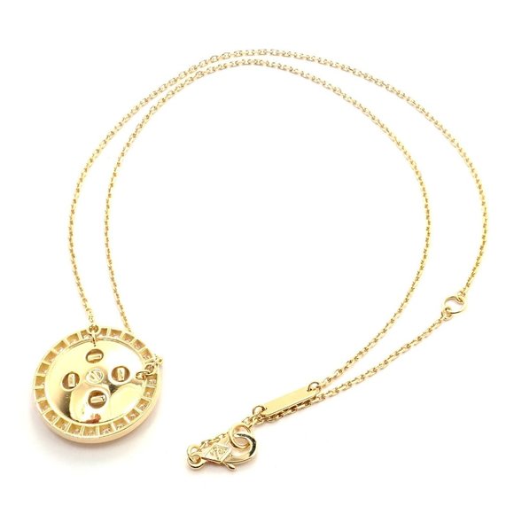 Authentic! Van Cleef & Arpels 18k Yellow Gold Diamond Button Pendant Necklace - Picture 8 of 9